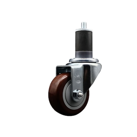 Service Caster 3'' SS Maroon Poly Wheel Swivel 1-5/8'' Expanding Stem Caster SCC-SSEX20S314-PPUB-MRN-158